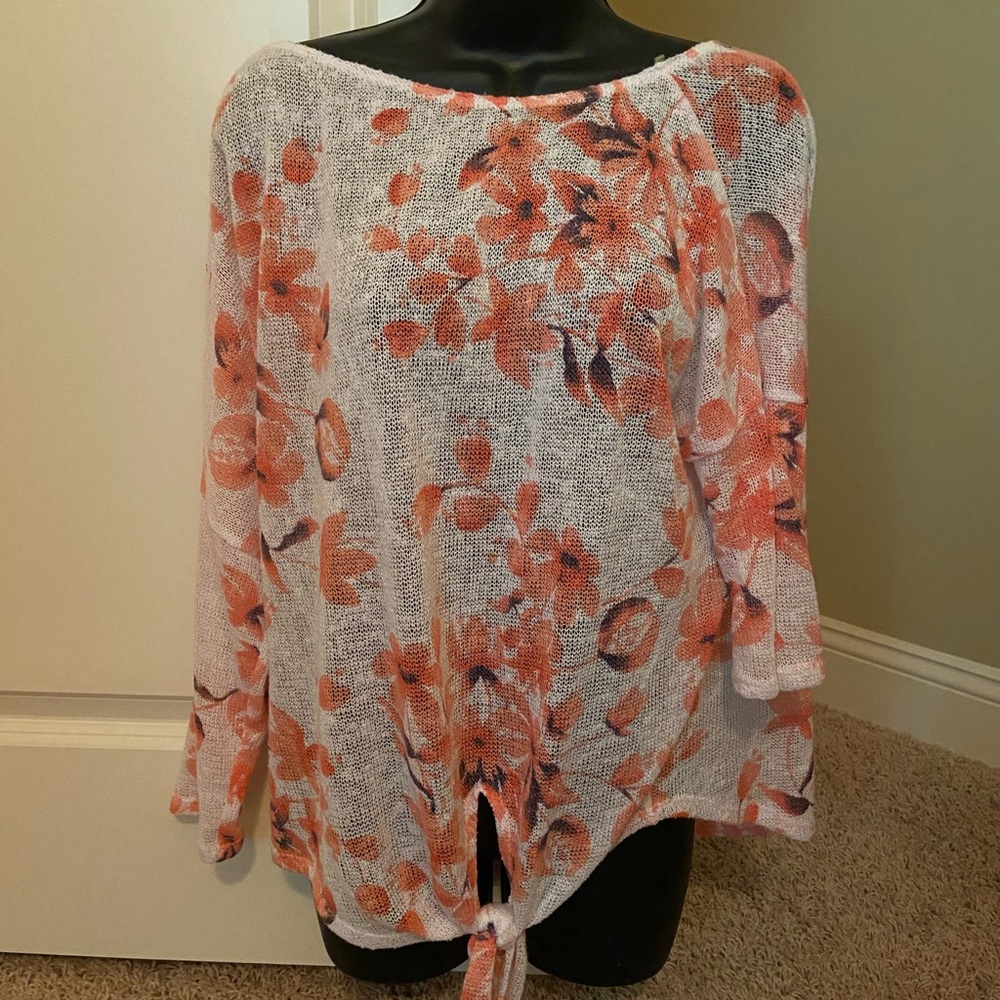 Sheer Tie-front Sweater